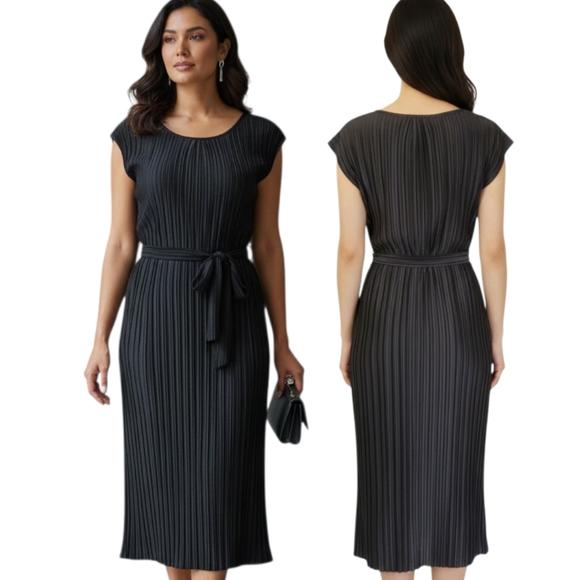 Dkny Dresses & Skirts - DKNY🔖NWT! Black Sleeveless Pleated Midi Dress - Size 10